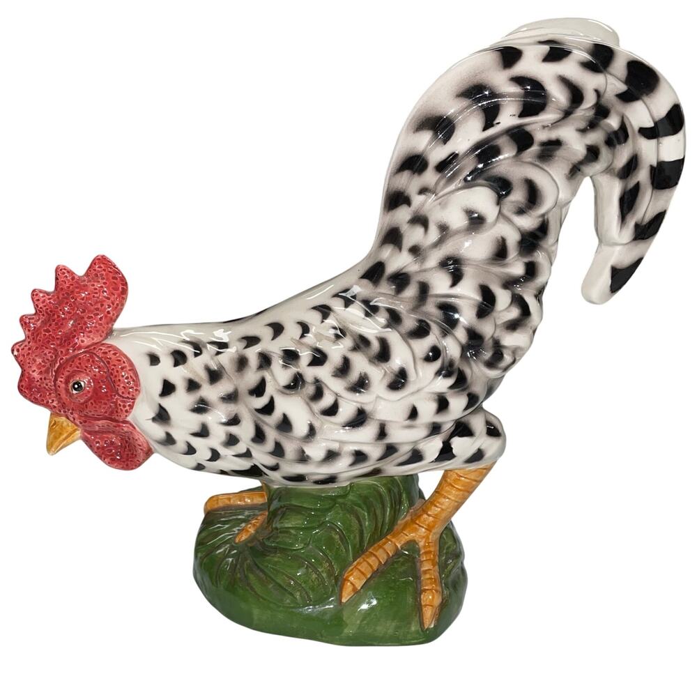 Fitz & Floyd 1992 Speckled Ceramic Rooster Chicken Figurine Vintage
